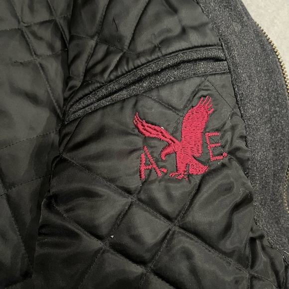 [3XL]American Eagle Men Black Insulated Wool Pea Coat Jacket Zip Snap Closure - Picture 8 of 9